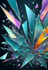 Poster - Abstract Colorful Shattered Geometric Shapes Against A Dark Background