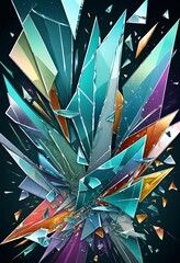 Poster - Abstract artwork showing shards of crystals in various bright colors