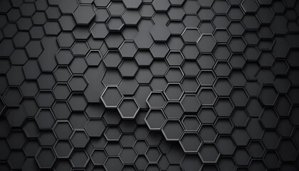 Poster - A Dark Hexagon Pattern Background Composed of Many Geometric Cells
