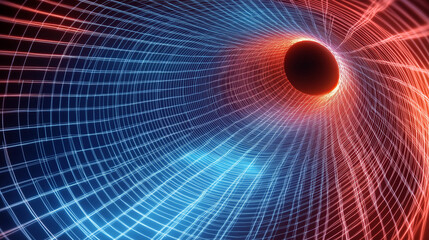 Poster - A neon wireframe tunnel stretching into infinity.