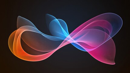 Poster - Abstract Vibrant Blue, Cyan, Red, and Orange Waves Flowing on Dark Background, Dynamic Energy