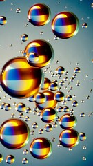 Poster - A close up of many colorful bubbles. The bubbles are in various sizes and colors. Some are larger and some are smaller
