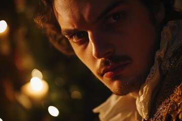 Poster - A person holding a lit candle against a dark background