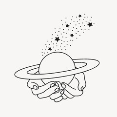 Wall Mural - spiritual hands clipart, celestial doodle illustration