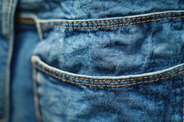 Poster - A detailed view of a person's jeans pocket with zipper and stitching