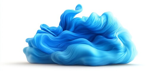Wall Mural - isolated 3d illustration of a blue abstract swirling shape on white, perfect for design elements