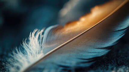 Poster - A detailed view of a single feather lying on a table
