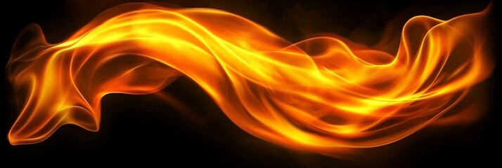 Wall Mural - Abstract Flowing Golden Flames on a Black Background Vibrant and Energetic Design Element