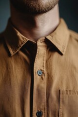 Poster - Close-up portrait of a man wearing a casual button-down shirt, ideal for use in editorial or commercial contexts such as lifestyle and fashion photography