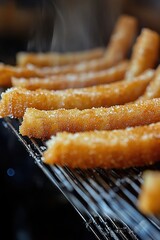 Poster - A close-up shot of various food items arranged on a rack, perfect for use in cooking or recipe images
