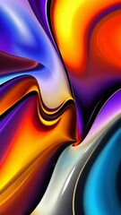 Aufkleber - A colorful abstract painting with a purple and orange swirl. The painting is very colorful and has a lot of detail