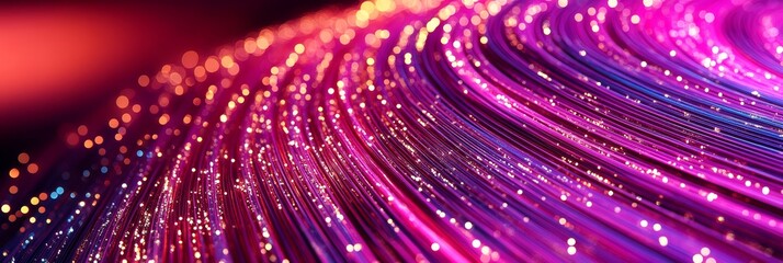 Wall Mural - abstract vibrant wavy lines with dynamic motion blur and bokeh effect, magenta and blue green colors