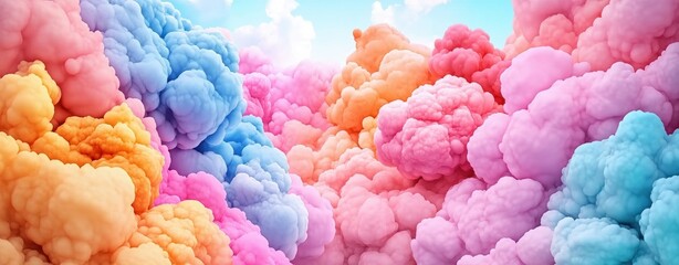 Poster - Colorful Clouds Vibrant Sky Background with Soft Pastel Hues and Textures