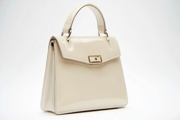 Poster - A close-up shot of a white handbag sitting on a pure white background, ideal for use in fashion or lifestyle imagery