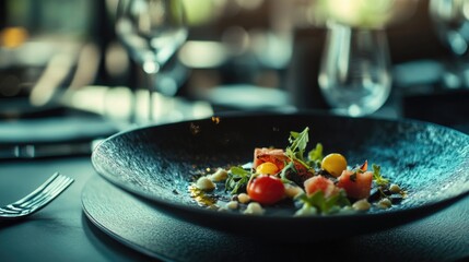 Poster - A plate of food sitting on a table