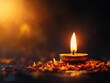 © Pungu x - Lone Candle Illuminating Darkness Serene Ambiance Still Life Photography Atmospheric Setting Close-Up Perspective