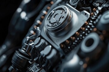 Poster - A detailed view of a motorcycle's internal components