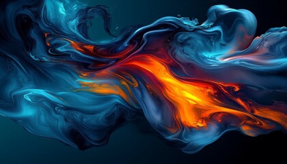 Wall Mural - abstract flowing waves of vibrant blue, cyan, red, and orange, layered translucency, dynamic