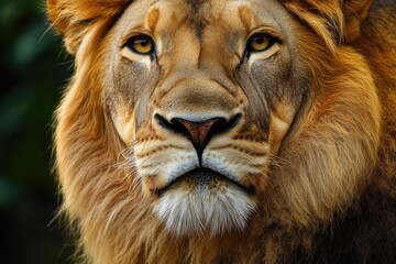 Poster - Close-up image of a lion's face with blurred background