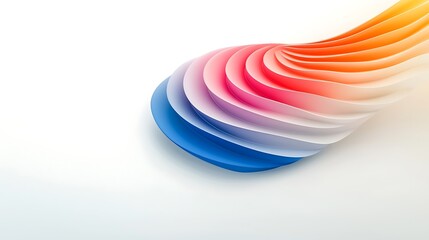 Wall Mural - Abstract wave design with gradient colors flowing smoothly across a white background