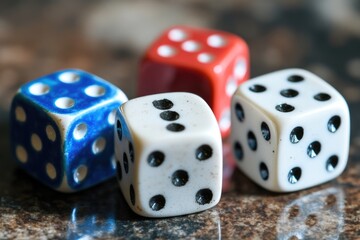 Poster - A close-up of three dice on a table