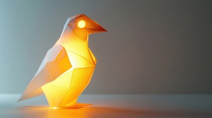 Poster - Lit Geometric Paper Bird Ornament Illuminated By Light