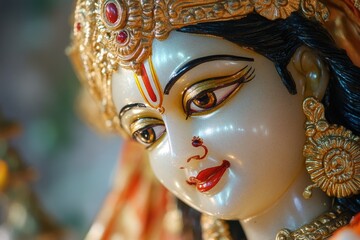 Aufkleber - A detailed view of a female statue with intricate details and facial expressions