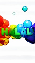 Aufkleber - A colorful image of many different colored bubbles with the word 