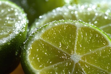 Aufkleber - Freshly cut lime in two halves, perfect for garnishing drinks or adding flavor to recipes