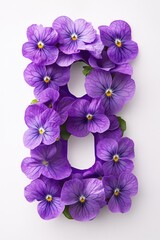 Poster - A decorative arrangement of purple flowers on a white surface