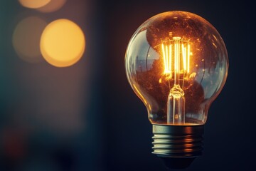 Poster - A single light bulb sits on a table surface