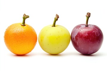 Poster - Three apples and two oranges arranged together on a surface