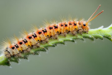 Poster - Caterpillar feeding on leaves, a common scene in insect life cycle