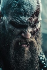 Poster - Portrait of a man with a long beard, focused expression