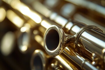 Poster - A close-up view of a gold finished flute