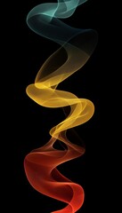 Wall Mural - abstract glowing waves intertwined in rich rainbow color gradients on black, flowing lines curl