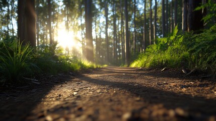 Wall Mural - Sunlit path through the Forest