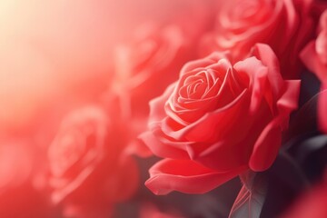 Poster - A close-up shot of a bunch of red roses, perfect for romantic occasions or floral arrangements