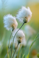 Poster - Close-up shot of white flowers growing in a natural field setting