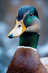 Aufkleber - A close-up shot of a duck's head with a blurred background