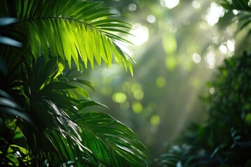 Aufkleber - A palm tree with sunlight shining through its leaves, great for outdoor or nature-themed designs