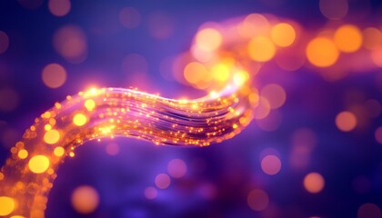 Wall Mural - abstract light trails, vibrant neon streams waving on a bokeh background, digital art