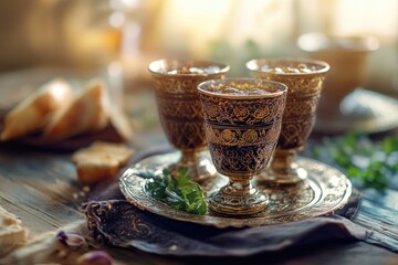 Poster - Two cups on a plate, perfect for food or drink photography