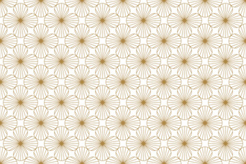 Wall Mural - elegant art deco seamless pattern with gold scallop shape on cream background, vector geometric flor