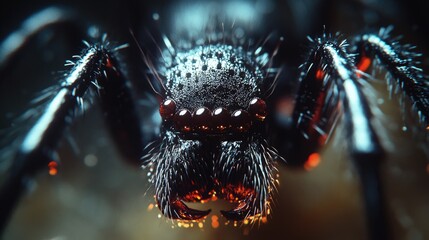 Poster - Close-up of a spider on a dark background