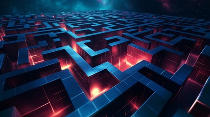 Poster - A complex 3D maze floating in space.