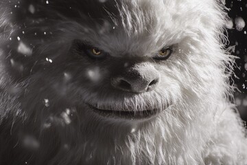 Poster - A close-up shot of a fluffy fur-covered animal standing in the snow