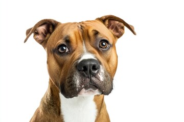 Poster - A close-up shot of a dog's face on a white background