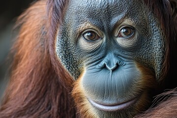 Poster - Close-up shot of an orangutan looking directly at the camera