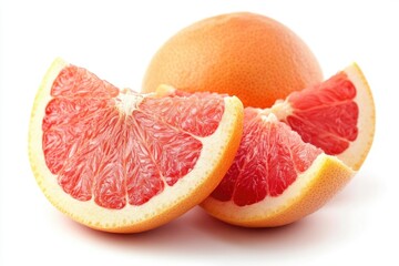 Poster - A close-up of grapefruit cut in half, showcasing its juicy pulp and yellow flesh